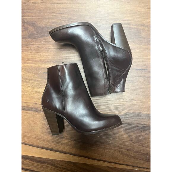 Frye Womens 7.5 Leather Dark Brown Ankle Boot Bootie Western 3475388-DBN - Picture 2 of 11